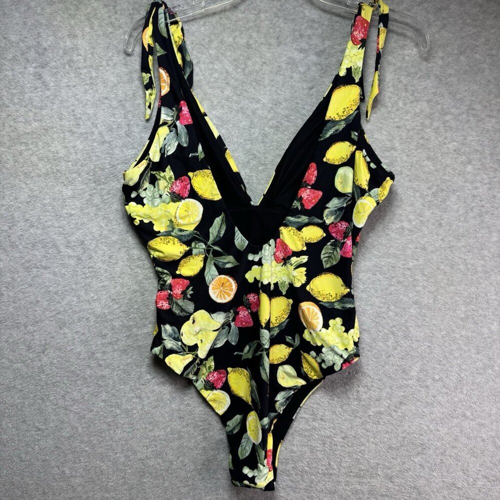 NWOT Seafolly Swimsuit Size 14 Lemoncello V-Neck Black Fruit One-Piece L50813 - Picture 6 of 11